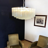 Murano Large Transparent Glass Tube Chandelier 32.3"